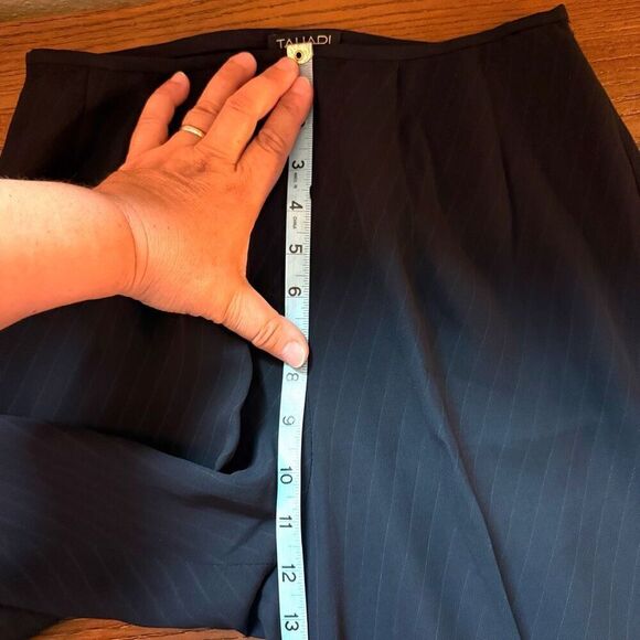 Tahari Dark Navy Diagonal Pinstripe Trouser Pants - Picture 10 of 12